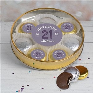 Modern Birthday For Her Large Tin with 8 Chocolate Covered Oreo Cookies - Gold - 32624D-LG