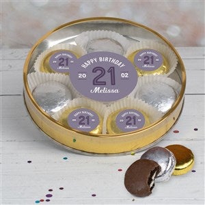 Modern Birthday For Her Large Tin with 8 Chocolate Covered Oreo Cookies- Gold - 32624D-LG