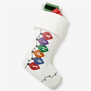 Holiday Lights Personalized Ivory Christmas Stocking - 32634-I
