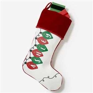Holiday Lights Personalized Burgundy Christmas Stocking - 32634-B