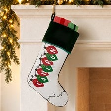 Holiday Lights Personalized Green Christmas Stocking - 32634-G