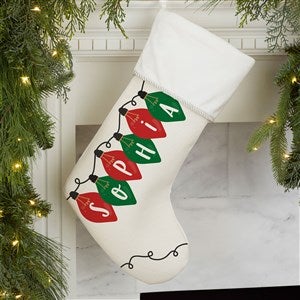 Holiday Lights Personalized Ivory Christmas Stocking - 32634-I