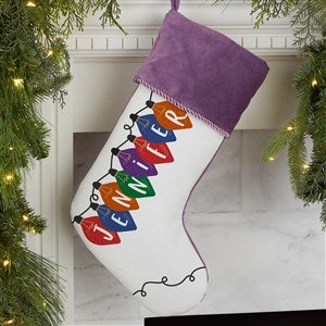 Holiday Lights Personalized Purple Christmas Stocking - 32634-P