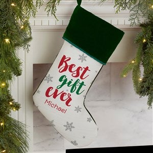 Best Gift Ever Personalized Green Christmas Stocking - 32635-G
