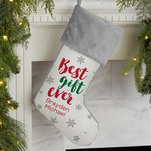 Best Gift Ever Personalized Grey Christmas Stocking - 32635-GR