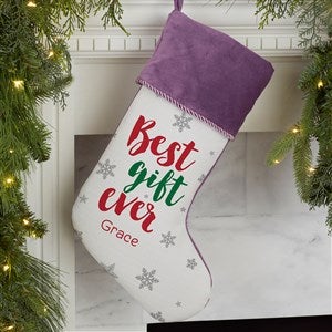 Best Gift Ever Personalized Purple Christmas Stocking - 32635-P