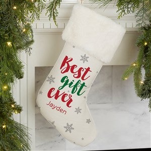 Best Gift Ever Personalized Ivory Faux Fur Christmas Stocking - 32635-IF
