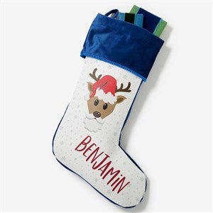 Build Your Own Reindeer Personalized Blue Christmas Stocking - 32638-BL