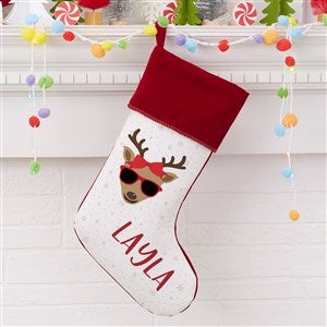 Build Your Own Reindeer Personalized Burgundy Christmas Stocking - 32638-B