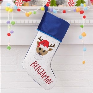 Build Your Own Reindeer Personalized Blue Christmas Stocking - 32638-BL