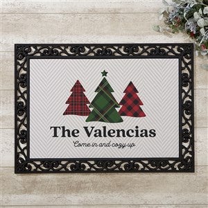 Plaid & Print Personalized Christmas Doormat - 18x27 - 32644