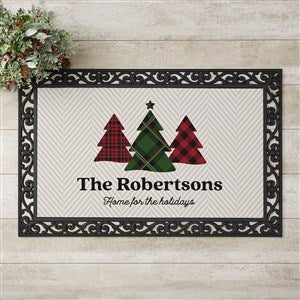 Plaid & Print Personalized Christmas Doormat - 20x35 - 32644-M
