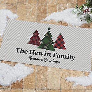 Plaid & Print Personalized Christmas Oversized Doormat - 24x48 - 32644-O