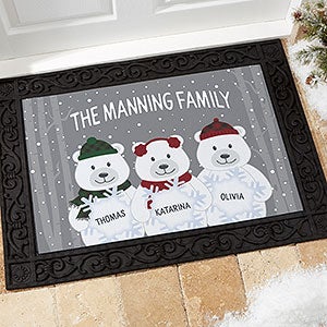 Polar Bear Family Personalized Christmas Doormat- 18x27 - 32646