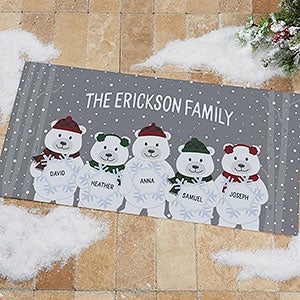 Polar Bear Family Personalized Oversized Christmas Doormat- 24x48 - 32646-O