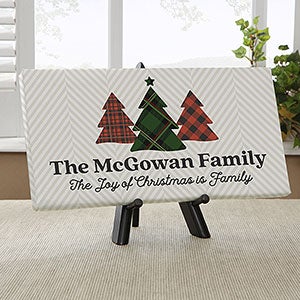 Plaid & Print Personalized Christmas Canvas Print - 32648