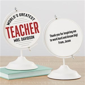 Worlds Greatest Teacher Personalized Wooden Decorative Globe - 32654