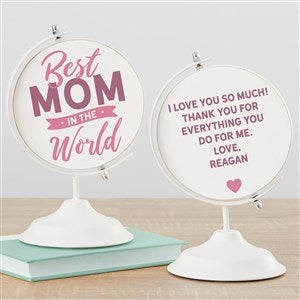 Best Mom in the World Personalized Wooden Decorative Globe - 32655