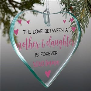 Mother & Daughter Personalized Heart Glass Ornament - Premium - 32681-P