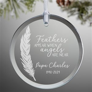 Feather Quotes Personalized Memorial Glass Ornament - 32682