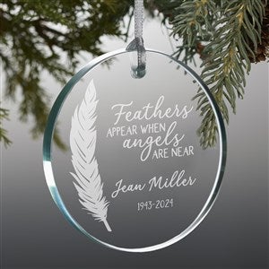 Feather Quotes Personalized Premium Memorial Glass Ornament - 32682-P
