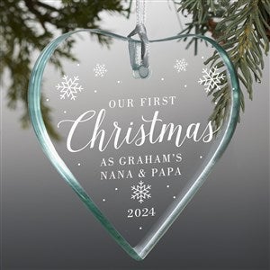 First Christmas as Grandparents Personalized Premium Glass Heart Ornament - 32685-P