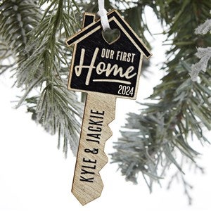 Our New Home Personalized Black Poplar Wood Key Ornament - 32688-BLK