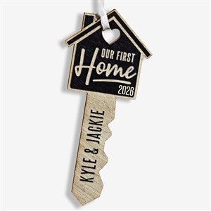 Our New Home Personalized Black Poplar Wood Key Ornament - 32688-BLK