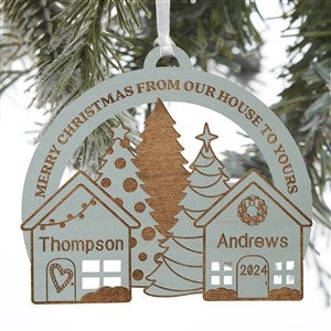 Our House To Yours Personalized Blue Stain Wood Ornament - 32689-B
