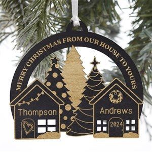Our House To Yours Personalized Black Stain Wood Ornament - 32689-BLK