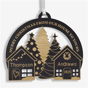 Our House To Yours Personalized Black Stain Wood Ornament - 32689-BLK