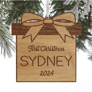 Baby Christmas Present Personalized Natural Wood Ornament - 32690-N