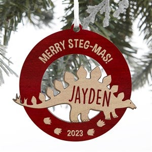 Dinosaur Personalized Red Maple Wood Ornament - 32691-R