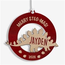 Dinosaur Personalized Wood Ornament- Red Maple - 32691-R