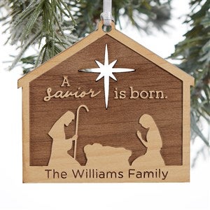 Nativity Personalized Natural Wood Ornament - 32692-N