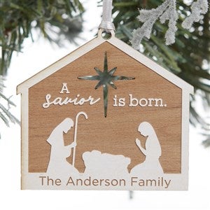 Nativity Personalized Whitewash Wood Ornament - 32692-W