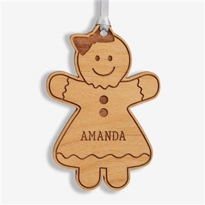 Gingerbread Family Character Personalized Wood Ornament - Natural - 32693-N