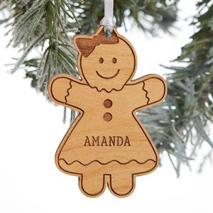 Gingerbread Family Character Personalized Wood Ornament - Natural - 32693-N