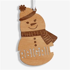 Snowman Character Personalized Natural Wood Ornament - 32694-N