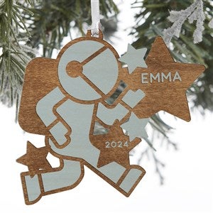 Astronaut Personalized Blue Stain Wood Ornament - 32695-B
