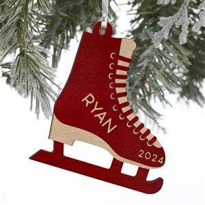 Figure Skates Personalized Wood Ornament - Red Maple - 32696-R