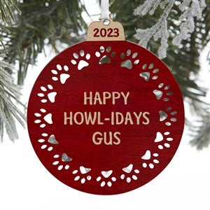 Pet Print Personalized Round Wood Ornament- Red Maple - 32698-R