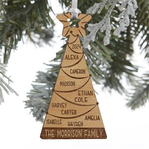Family Christmas Tree Personalized Natural Wood Ornament - 32699-N
