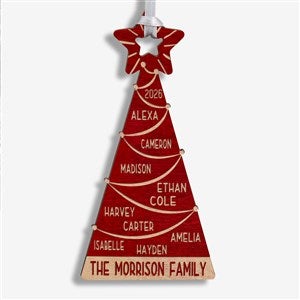 Family Christmas Tree Personalized Red Maple Wood Ornament - 32699-R