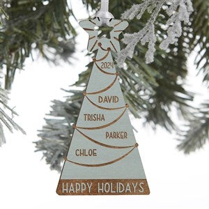 Family Christmas Tree Personalized Blue Stain Wood Ornament - 32699-B