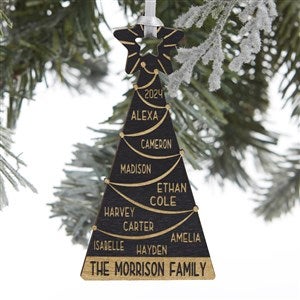 Family Christmas Tree Personalized Black Wood Ornament - 32699-BLK