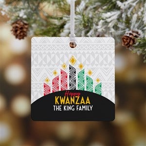 Family Kwanzaa Personalized Square Photo Ornament - 32702-1M