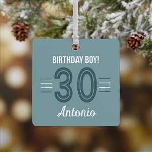 Modern Milestone Birthday Personalized Square Photo Ornament- 2.75 Metal - 1 Si - 32703-1M