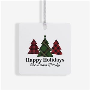 Plaid  Prints Family Personalized Square Photo Ornament - 32704-1M