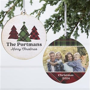 Plaid & Prints Family Personalized Ornament - 2 Sided Wood - 32704-2W